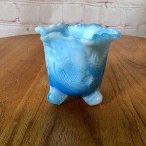 Vintage Cambridge Glass Strawberry Design Footed Toothpick Holder NEAR CUT